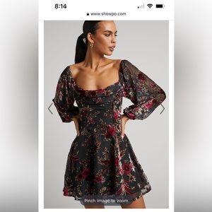 NWT Showpo JESSELL MINI DRESS - LONG SLEEVE COWL CORSET DRESS IN BLACK FLORAL 12